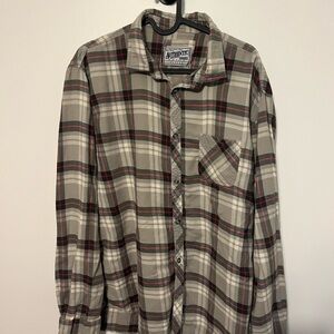Plaid Men's Shirt - Gray and Red